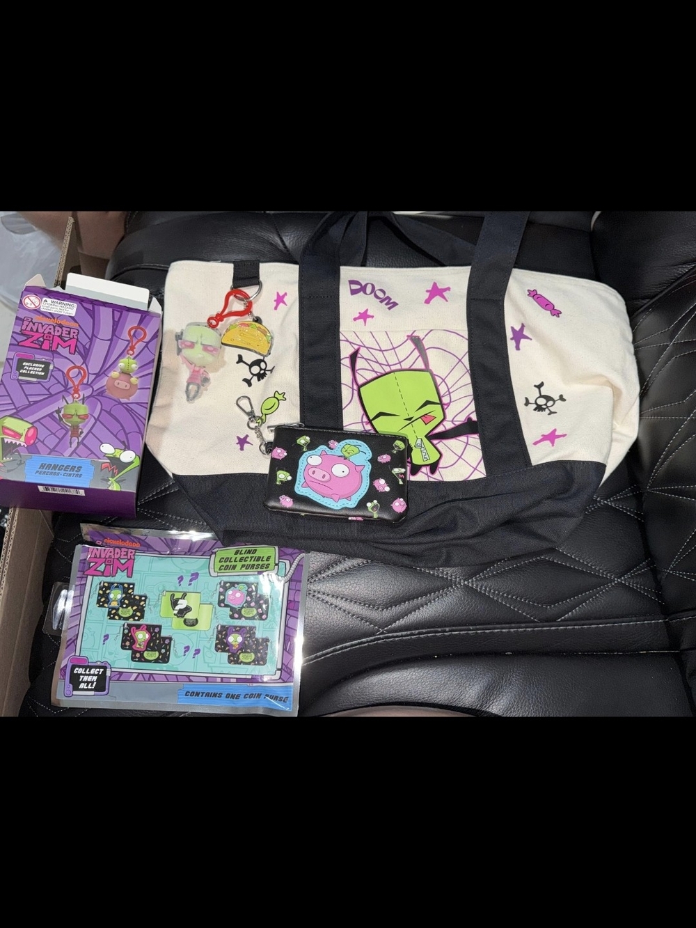 Invader Zim Bundle Tote Bag With Coin Purse And Flocked Bag Clip